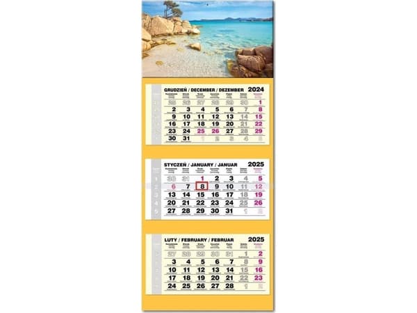 Kalender 2025 tredelt LUX konveks Sardinia