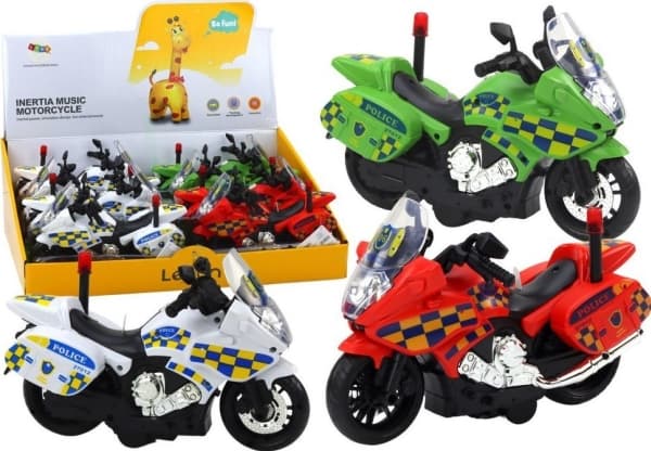 LeanToys Politi Motorsykkel Motor Politibil Lys Lyd Motorer Mix