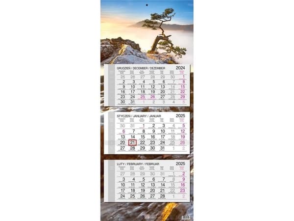 Kalender 2025 tredelt flatt hode Pieniny