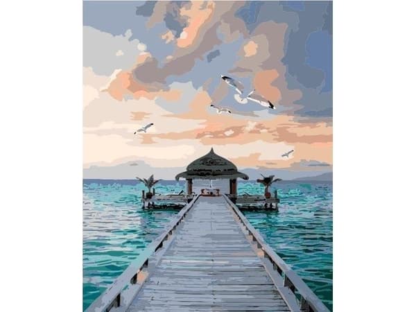 Målning med siffror - 40x50cm Plattform vid havet
