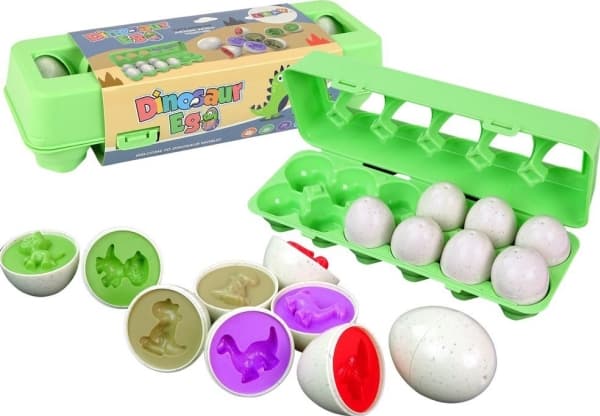 LeanToys Dinosauruksen munat kasvatuksellinen 12 munaa palapeli muotoja LEAN Toys