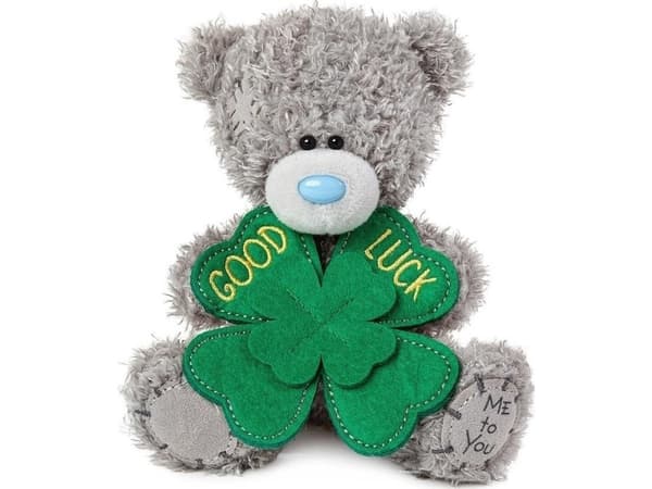 Teddy Bear - Lykke til med kløver 13cm