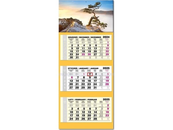 Kalender 2025 tredelt LUX hoved konveks Pieniny