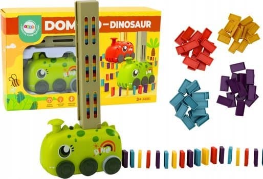 LeanToys Gröna dinosaurier Batteri Stapelbara färgade dominobrickor 4 färger av klossar