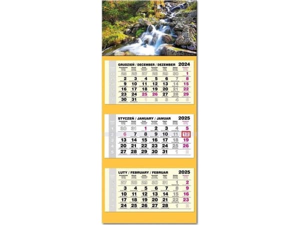 Kalender 2025 tredelt LUX hoved konveks vann