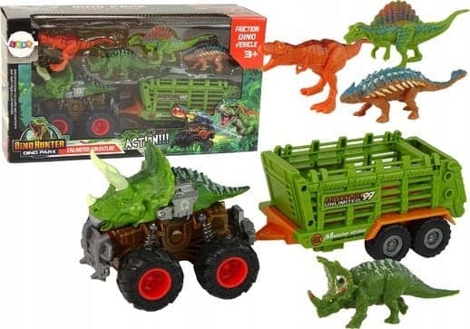 LeanToys Dinosaurie Motiv Fordon Släpvagn 4 Dinosaurie Konst LEAN Toys
