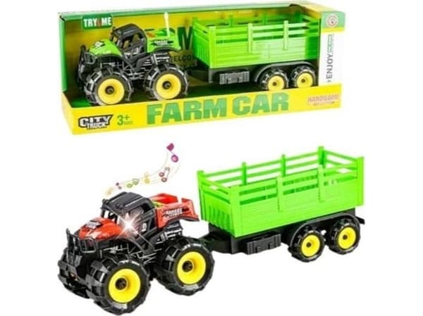 Quad med henger med lys og lyd 34cm mix