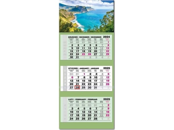 Kalender 2025 tredelt LUX hoved konveks Madeira