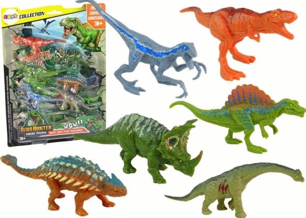 LeanToys Figuriner Dinosaurier 6 delar Färgade