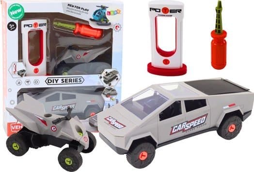 LeanToys Modern DIY grå racerbil, fyrhjuling