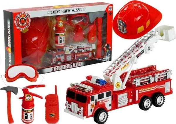Lean Sport Firefighter Brannvesen Lastebil + Hjelm + Brannslukningsapparat