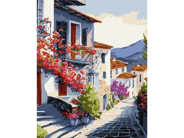 Painting by numbers 40x50cm Town at the foot of the mountains