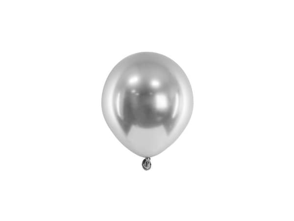 Sølv glossy ballon, 50 stk