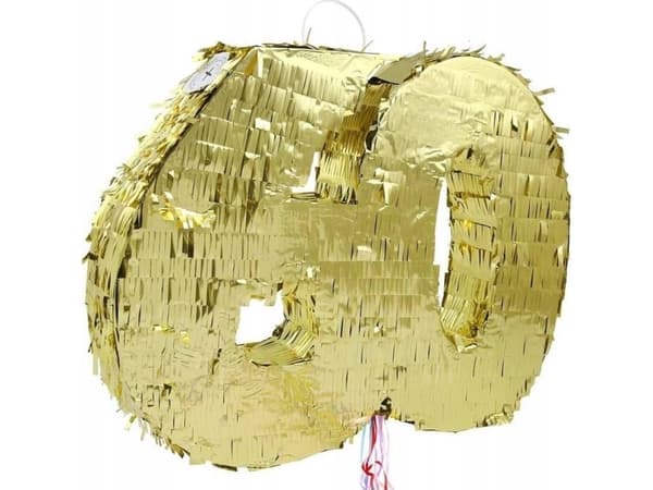 GoDan piñata nummer 60 metallisk guldfolie 50x50cm