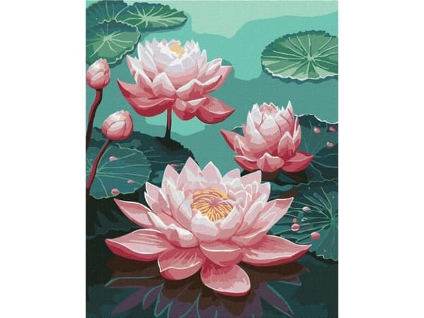 Maleri etter tall - Rosa liljer 40x50cm