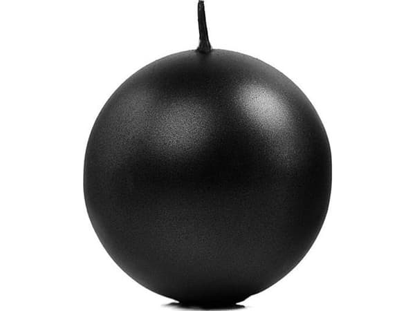 Party Deco Candle ball, metallic, sort, 8 cm, 6 stk