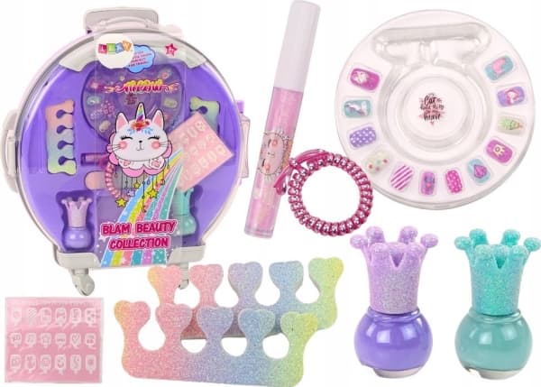 LeanToys Cosmetics In Nail Makeup Koffert Lilla Koffert 9 El.