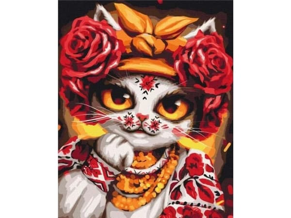 Maleri etter tall - Cat Rose 40x50cm