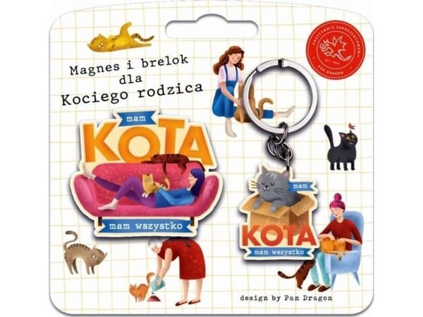 Set of magnet + key ring Cat