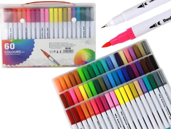 LeanToys Dubbelsidiga pennor 60 stycken Flerfärgade i Organizer