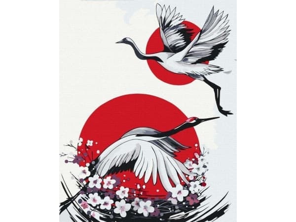 Maleri etter tall - Japansk kran 40x50cm