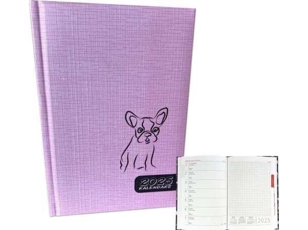 Kalender 2025 A5 Veckokalender Bulldog Pink