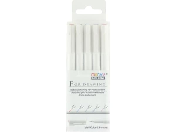 Grafiska pennor 0,3mm 5 färger