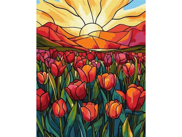 Maleri etter tall - Tulipanfelt 40x50cm