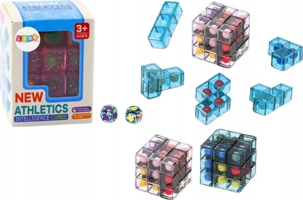 LeanToys Logic Bricks Puzzle Cube peli vaaleanpunainen