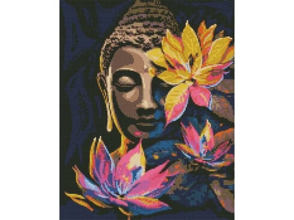 Diamantmosaikk - Buddha med lotus 40x50cm