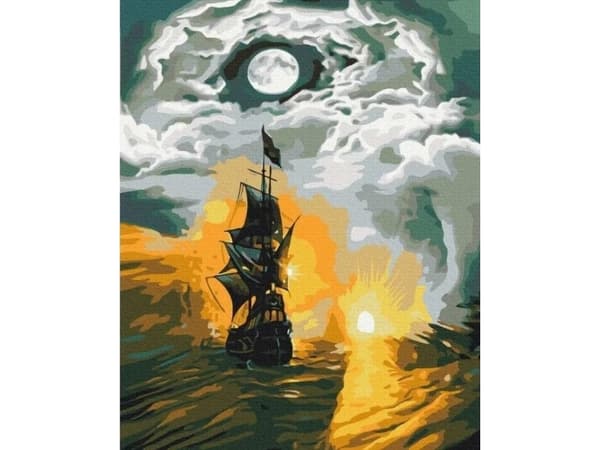 Maleri etter tall - Ship in a storm 40x50cm