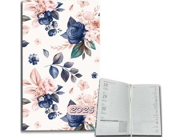 Kalender 2025 A6 Veckovis Blå Rosor