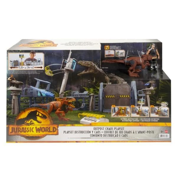 Jurassic World Figurine - MATTEL - Chaos At The Outpost Box - Dinosaurie och karaktär - 50cm