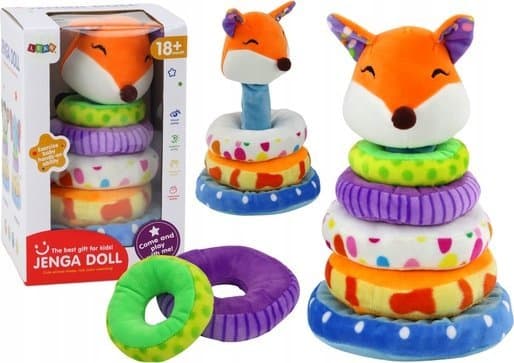 LeanToys Pyramid plysch räv pedagogisk maskot färgglad 27 cm