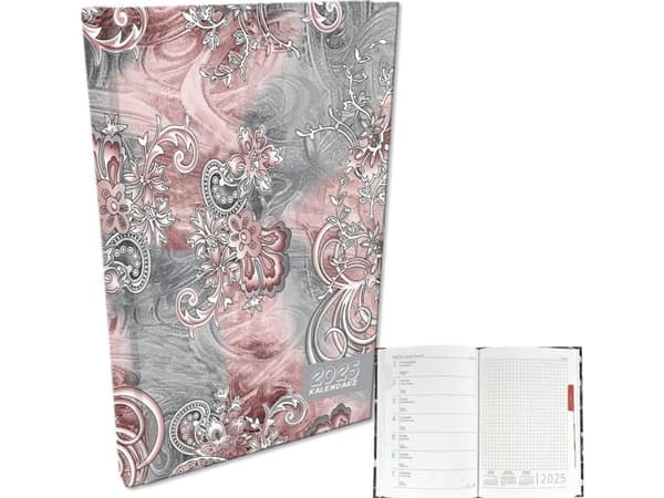 Kalenteri 2025 A5 viikoittainen Paisley harmaa