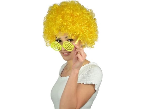Afro peruk XXL gul