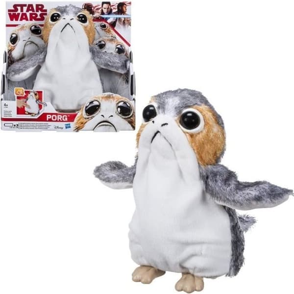 STAR WARS - Porg Interactive Plysch - HASBRO - Inomhus - från 4 år och uppåt - Vit, Beige, Grå och Svart