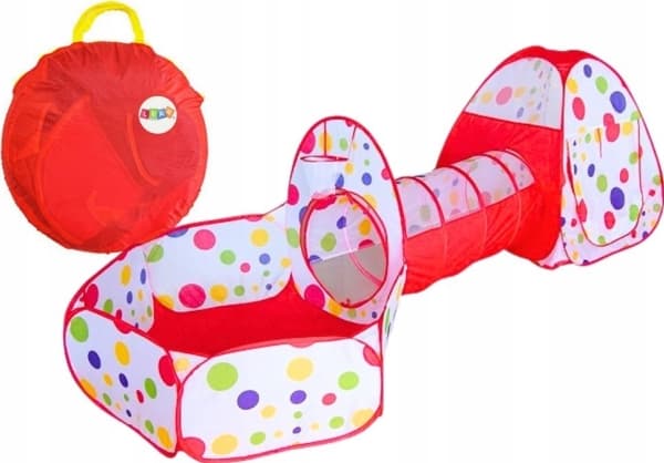LeanToys Lekeplass for barn 3in1 Iglo Telt Tunnel Basseng Ballkurv Rød