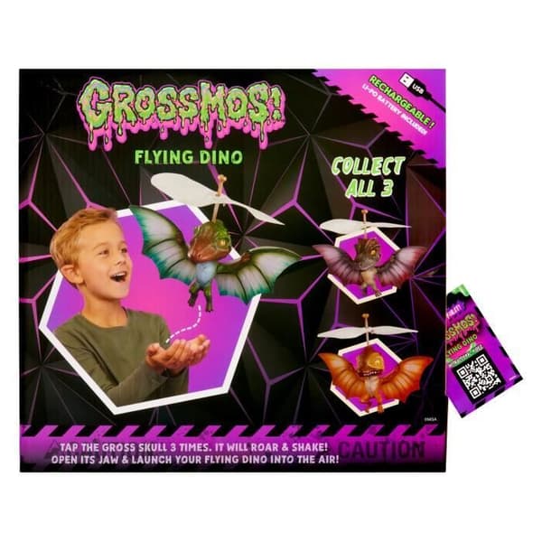 GrossMos Flying - Upptäck din flygande dinosaurie - Grön - 3 modeller att samla