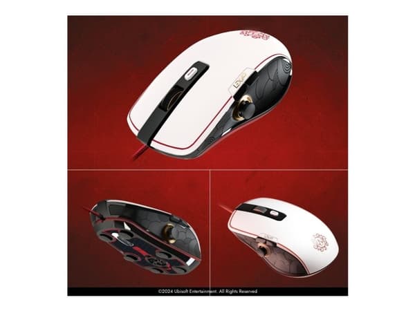 Lexip - Initiate Bundle - mus - 6 knapper - kablet - USB-A - svart, gull, rød, hvit - med Ubisoft mouse pad and Assassin's Creed Shadows