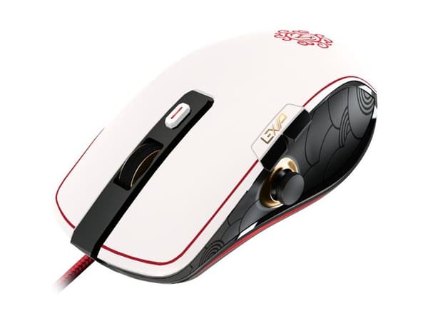 Lexip X Ubisoft - Assassin's Creed Shadows - mus - med tumsticka och keramiska skates - optisk - 4 knappar - kabelansluten - vit, röd, svart, guld - Svart, Guld, Röd, Vit