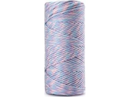 Puuvillalanka 3mm 100m vaaleanpunainen-sininen-violetti