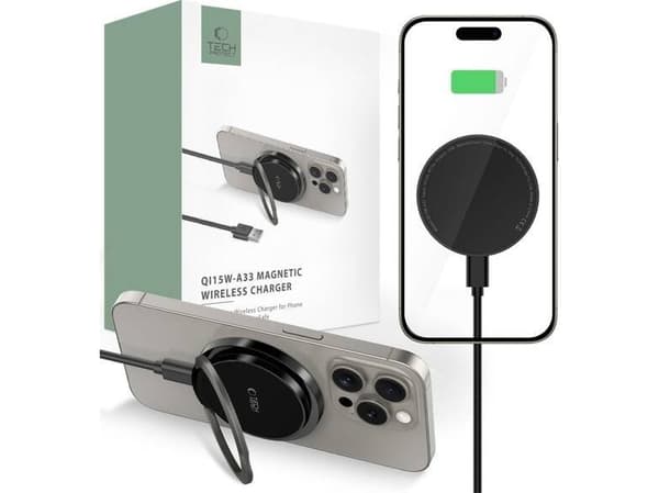 Ładowarka Tech-Protect TECH-PROTECT QI15W-A33 MAGNETIC MAGSAFE WIRELESS CHARGER BLACK