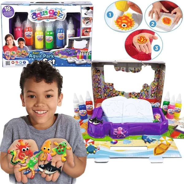 Aqua Gelz Grand set kreativ AquaPark Figuriner djur 3D 6 färger av gel