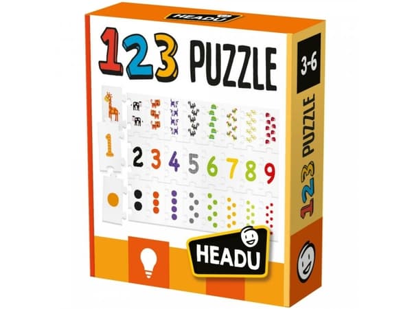 Headu 123 Puzzle, 3 år, Flerfarget