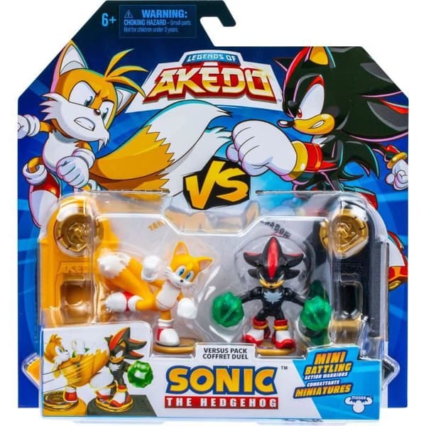 Duo av figurer Tails mot Shadow - MOOSE TOYS - AKEDO - Snabb stridspaket, 2 figurer och kontroller ingår