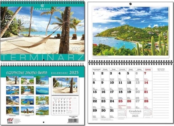 Kalender 2025 A4 planlegger 13 tavler Eksotisk. Hjørne