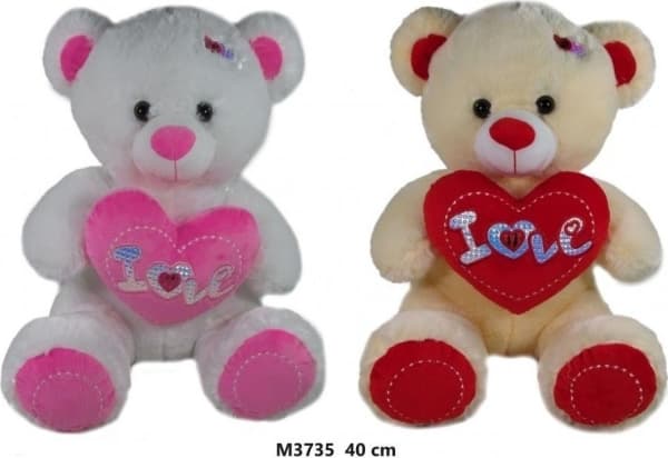 Bamse med hjerte 40cm MIX