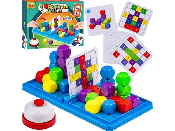Game arrange colored cubes according to the picture