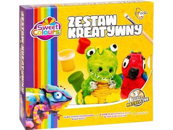 Kreativt set 8 färger + pensel + lera